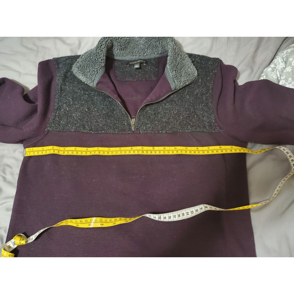 Banana Republic Women’s Half Zip Pullover Sweater L Purple Gray Textured Collar - Picture 8 of 11